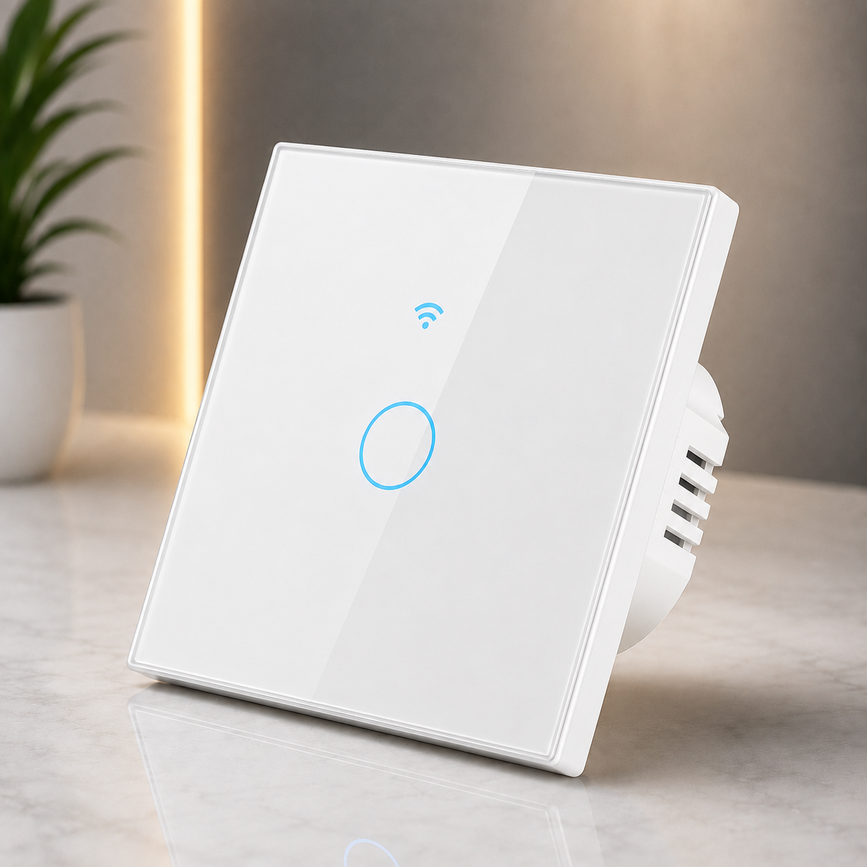Smart 1 Gang smart wifi Touch Switch white– WiFi Smart Home Control with Alexa, Google Assistant, Smart Life & Tuya