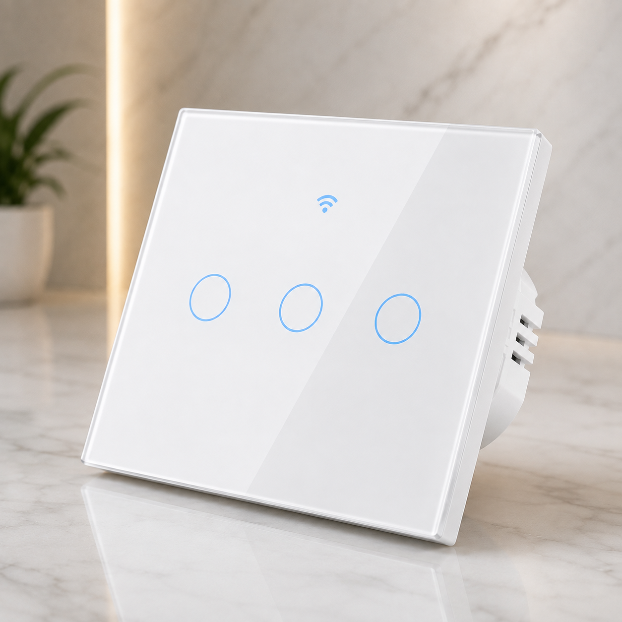 Smart 3 Gang Touch Switch white – WiFi Smart Home Control with Alexa, Google Assistant, Smart Life & Tuya