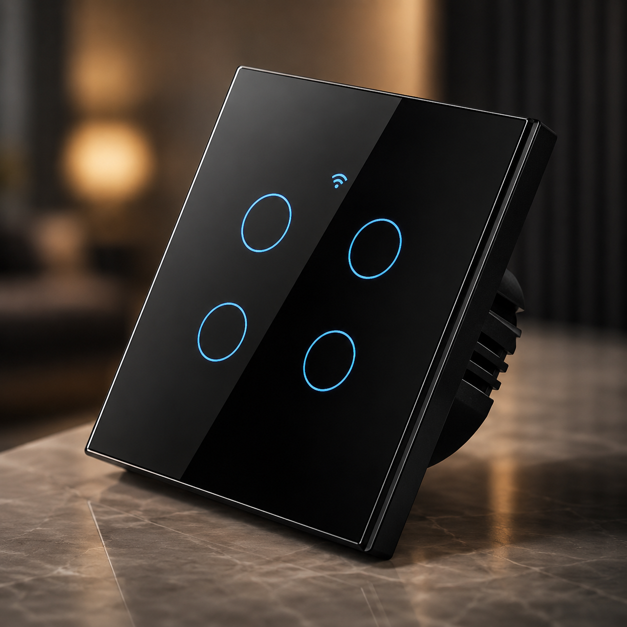 4 Gang black Smart WIFI Touch Switch – WiFi Smart Home Control with Alexa, Google Assistant, Smart Life & Tuya