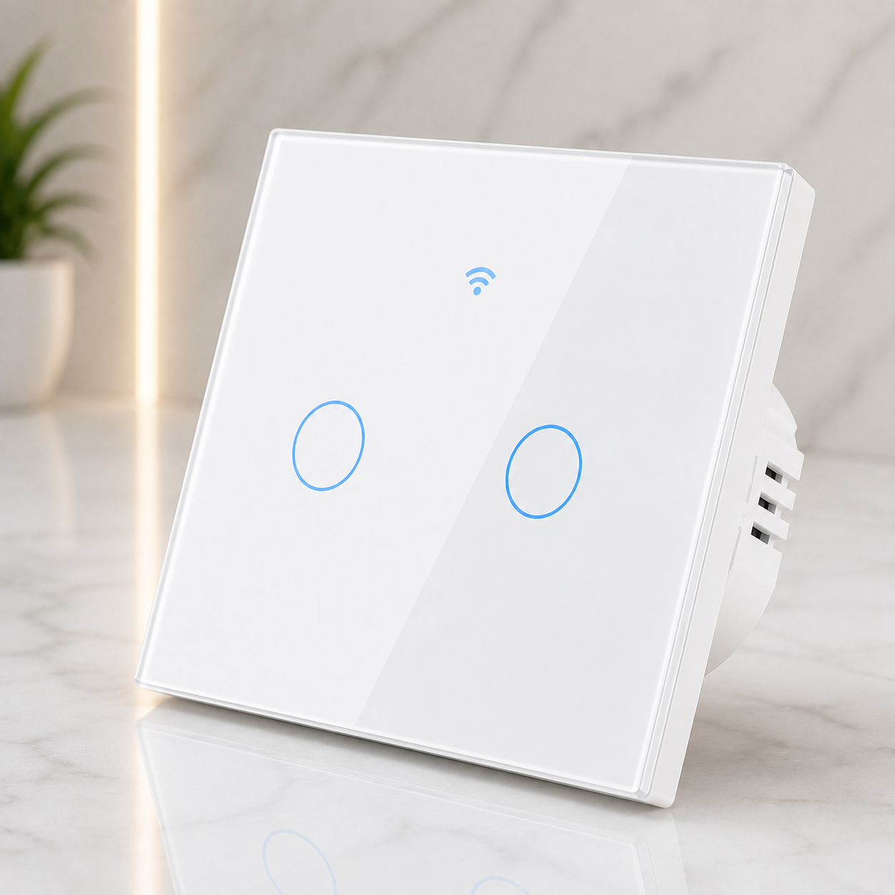 Smart 2 Gang Touch Switch white – WiFi Smart Home Control with Alexa, Google Assistant, Smart Life & Tuya