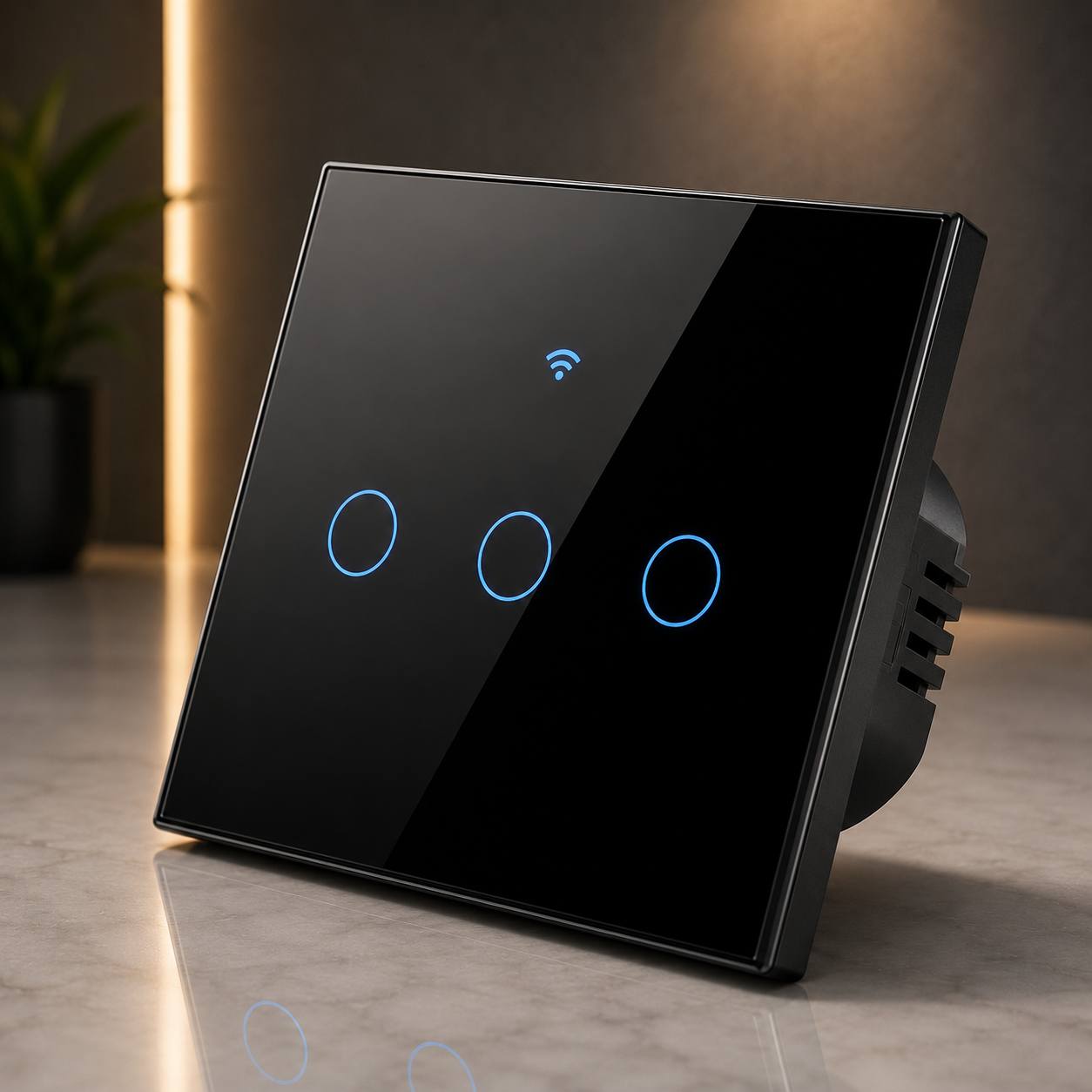 Smart 3 Gang Touch Switch black – WiFi Smart Home Control with Alexa, Google Assistant, Smart Life & Tuya