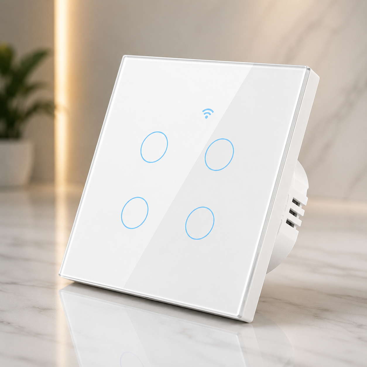 4 Gang white Smart WIFI Touch Switch – WiFi Smart Home Control with Alexa, Google Assistant, Smart Life & Tuya