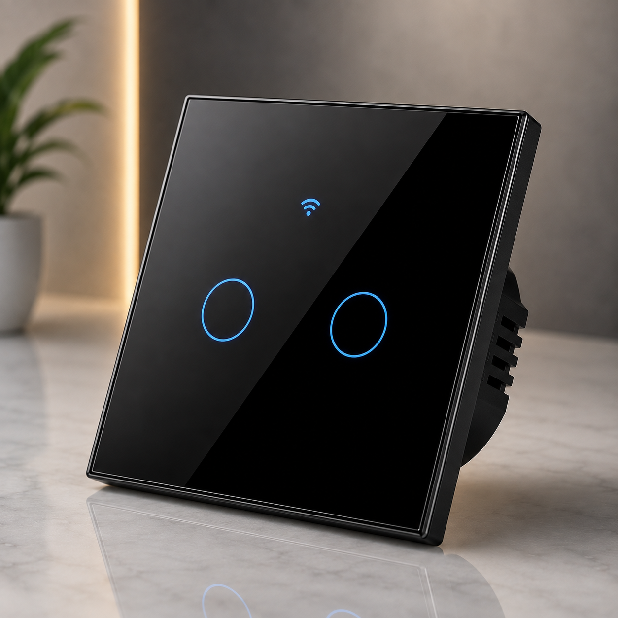Smart 2 Gang Touch Switch black – WiFi Smart Home Control with Alexa, Google Assistant, Smart Life & Tuya